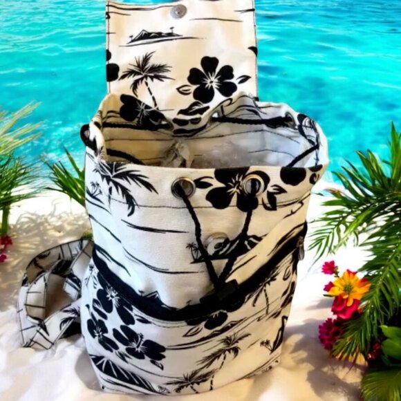 Canvas Floral Sling Shoulder Bag OR Backpack Compact Small - Picture 3 of 10